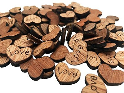 #ad 100 Pack Shaped Rustic Wooden Love Heart Wooden Heart Confetti Engraved Love ... $13.09