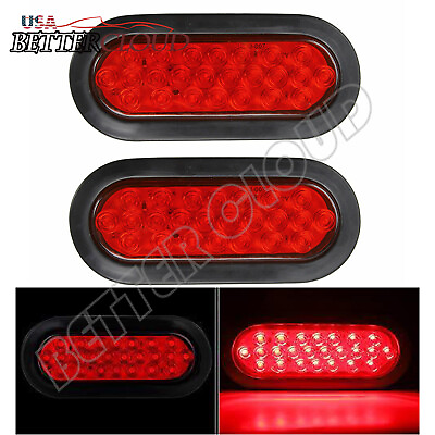 2x 6quot; Oval 24LED Truck Trailer Stop Turn Tail Brake Lights w Grommet 24 LED Red $18.41