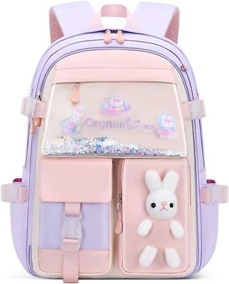 #ad MOONASE Kawaii Bunny Backpack For Girls Bookbag Cute School Bag Large Purple $35.65