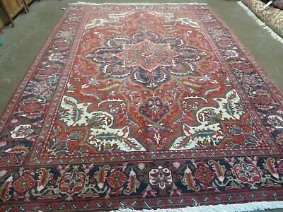 #ad Heriz Rug 7.5 x 10 Room Sized Oriental Carpet Semi Antique Vintage Medallion Red $2339.35