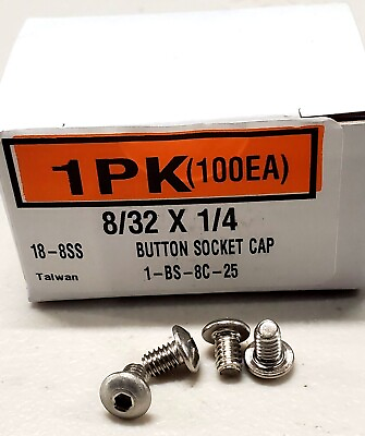 #ad New 8 32 x 1 4quot; Button Socket Cap Screw Stainless Steel 100ea $7.25