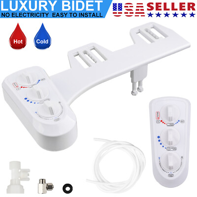 #ad Bidet Fresh Water Spray Kit Non Electric Toilet Seat Attachment with Dual Nozzle $28.58