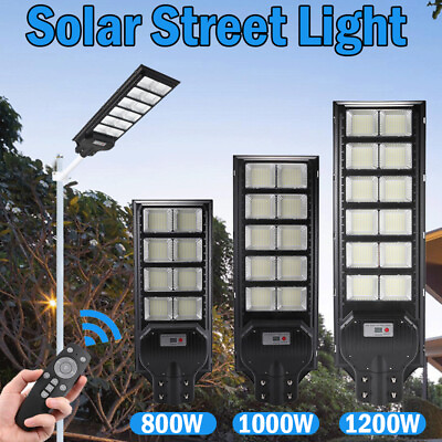 LED Street Light Solar Power Lamp Waterproof with Pole Remote Control for Garden $119.39