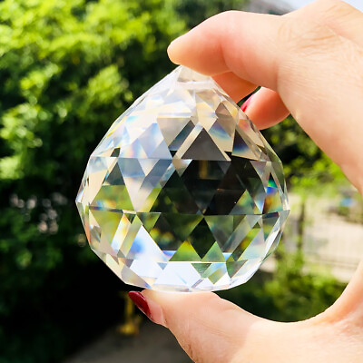 #ad Suncatcher 60MM Fengshui Cut Ball Crystal Prism Chandelier Pendant Glass Hanging $12.85