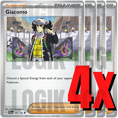 #ad 4x Giacomo 182 193 x4 Paldea Evolved Pokemon TCG Playset NM $2.50