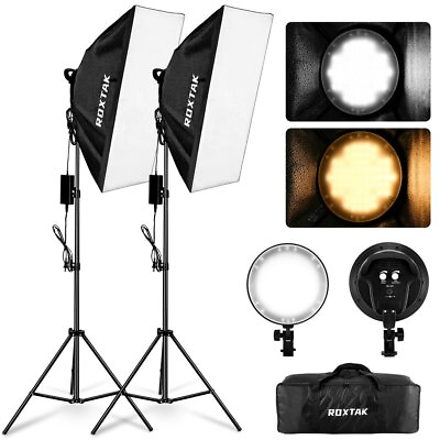 #ad Softbox Lighting Kit Studio Photography Continuous Lights Softbox with Dimmable $65.99