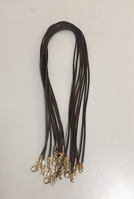 #ad 10 Necklace Lot Golden Lobster Clasp ￼Brown Faux Leather Cord 18” Long Men Women $15.99