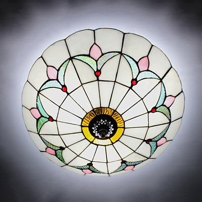#ad Handcrafted Moroccan Tiffany Stained Glass Flush Mount Ceiling Light Fixture $69.99