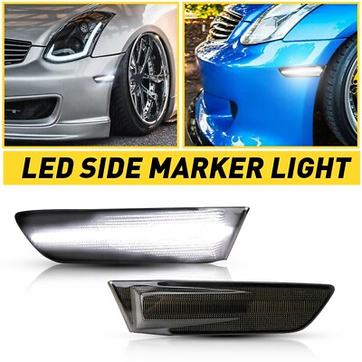 #ad For 45358 G35 Coupe Infiniti LED White Front Bumper Side Marker Light Smoke Lens $21.99