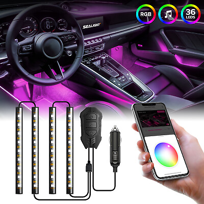 #ad 4pcs RGB Under Car Strip Light Kit 36 LED Neon Tube Underglow Underbody System $11.69