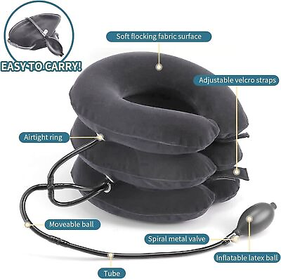 #ad Cervical Neck Traction Collar Device for Neck Back pain Relief Inflatable $10.95