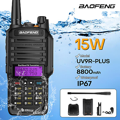 #ad 2x 15W BAOFENG UV 9R Plus Walkie Talkie VHF UHF Dual Band Handheld Two Way Radio $76.90