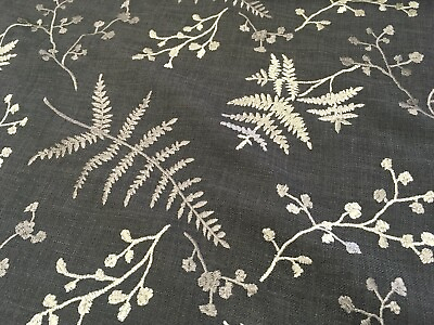 #ad TWO YARDS CHARCOAL EMBROIDERED HOME DECOR FABRIC $24.00