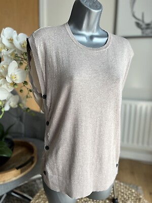 #ad All Saints Silk Cotton Button Side Thin Knit Front Blouse Top Size Small S GBP 28.00