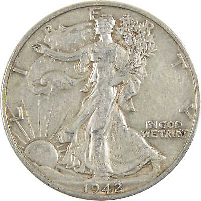 #ad 1942 S Liberty Walking Half Dollar XF EF Extremely Fine Silver 50c $26.99