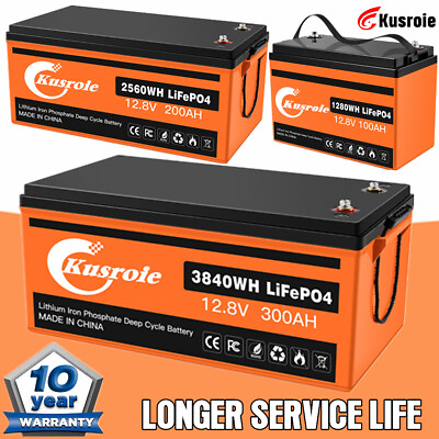 #ad 300AH 200AH 12V Deep Cycle BMS Lithium Battery LiFePO4 for RV Boat Solar Home $198.70