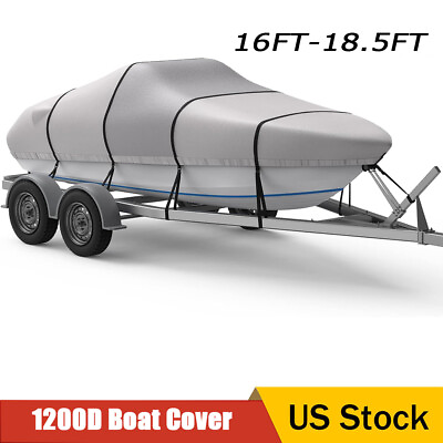 #ad 1200D Trailerable Boat Cover 17#x27; 19#x27; Waterproof Heavy Duty Fits V Hull Runabout $96.62