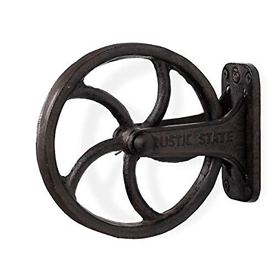 #ad Rustic State Halat Cast Iron Vintage Industrial Wheel Farmhouse Wall Mount Pu... $39.03