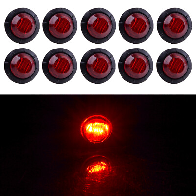 #ad 10x RV Truck Trailer Mini 3 4quot; Red Lens LED Bullet Side Marker Light Lamp $12.81