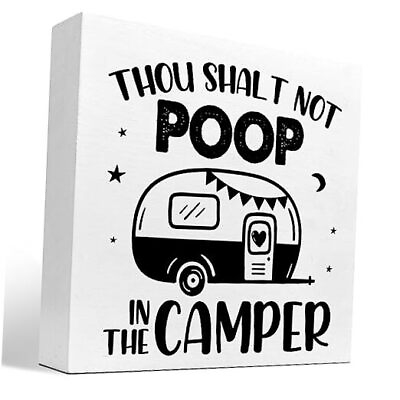 #ad Thou Shalt not P in the Camper Wood Block Sign Desk DecorRustic Camping $25.44