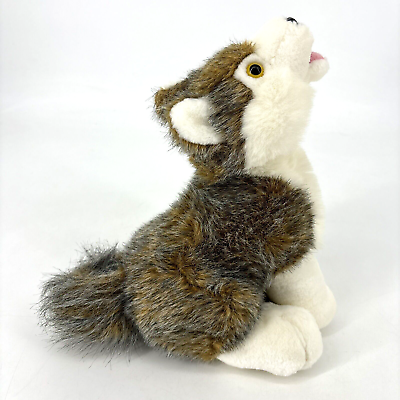 #ad 12quot; Vintage Cascade Toy Wolf Husky Howling Plush Stuffed Animal Pup Brown Gray $22.95