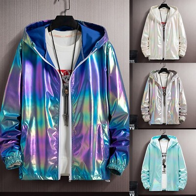 #ad 3 Bright Colorful Sunscreen Hooded Men#x27;s Jacket Coat Streetwear with Pockets $22.26