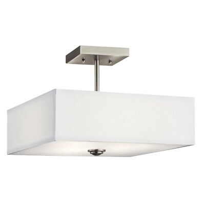 #ad 3 Light Semi Flush Mount 14 inches wide Brushed Nickel Finish Ceiling $103.95