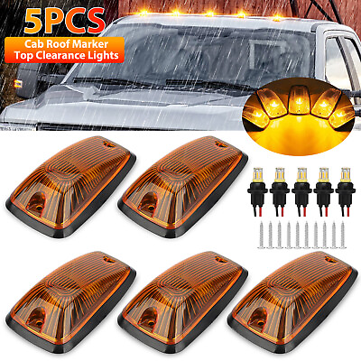 #ad 5x Clear Lens Amber LED Cab Marker Roof Light for 88 02 Chevy GMC Pickup Trucks $24.48