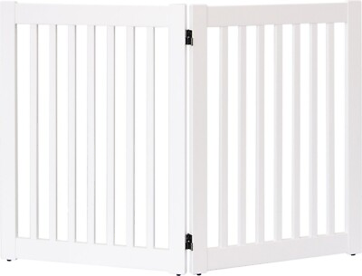 #ad Everly Home Two Panel Wooden Pet Gate White Free Standing $24.95