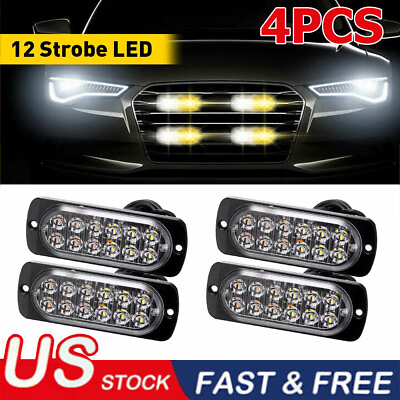 Car 12 LED Strobe Light Lamps Surface Mount Flashing Lights For Truck Pickup $9.99