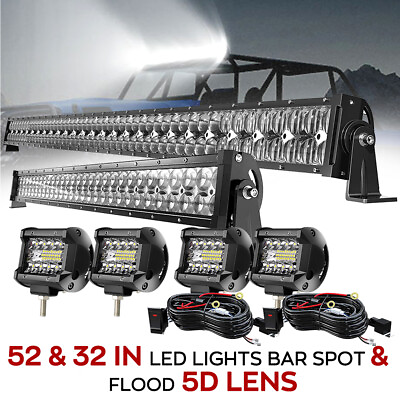 #ad #ad 52quot; LED Light Bar 5D 32#x27;#x27; 4#x27;#x27; Pods Combo For Hummer H1 H2 H3 Humvee AM $133.80