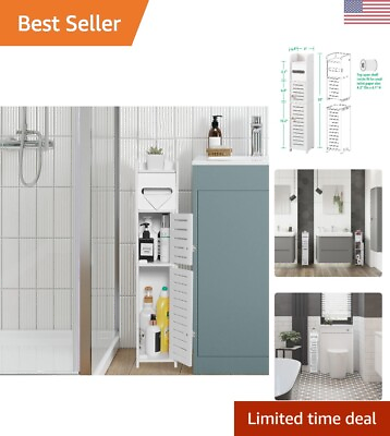 #ad White Bathroom Storage Cabinet Slim Design Over The Toilet Easy Assemble $39.99