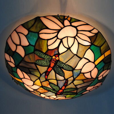 #ad Tiffany Style Flush Mount Ceiling Light Stained Glass Shade Flush Mount Lighting $89.99