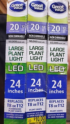 #ad 24 inch LED Household Plant Grow Light Great Value Brand T8 or T12 Replacement $5.00