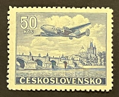 #ad Travelstamps: 1946 47 Czechoslovakia Airmail Stamps Scott #C27 Mint MOGH $3.99