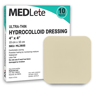 #ad Hydrocolloid Dressing Bandage Thin Borderless 4quot; x 4quot; Box of 10 $11.99