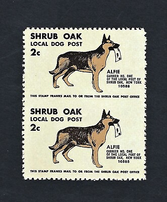 #ad Shrub Oak Local Dog Post of Alfie the Dog Imperf Between Pair $5.99