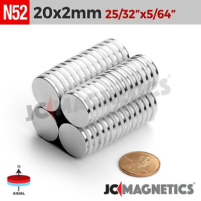 #ad 20mm x 2mm N52 Super Strong Round Disc Rare Earth Neodymium Magnet 20x2mm $17.50