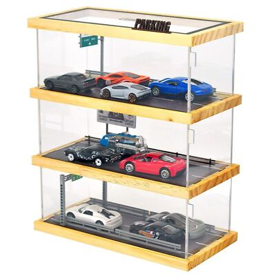 #ad 1:64 Scale 1 2 3 Layers Car Model Map Parking Lot Show Dustproof Storage Box $50.99