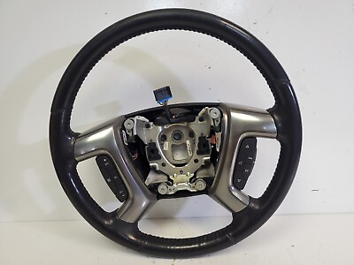#ad OEM 07 14 Chevrolet GMC Tahoe Yukon Steering Wheel Black Leather Controls $202.24