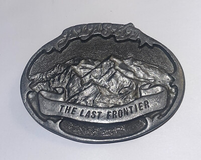 #ad VTG Alaska Belt Buckle The Last Frontier Silver Tone Alaska Frontier Arts $27.19