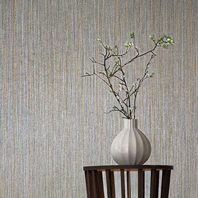 #ad Embossed Plain Yellow Green Blue Modern Textured Stria Lines Wallpaper $87.11