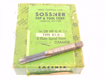 #ad 1pc used SOSSNER USA 1 4quot; 28 NF 3 FLUTE SPIRAL POINT TRIPLE TEMPERED HAND TAP $3.50