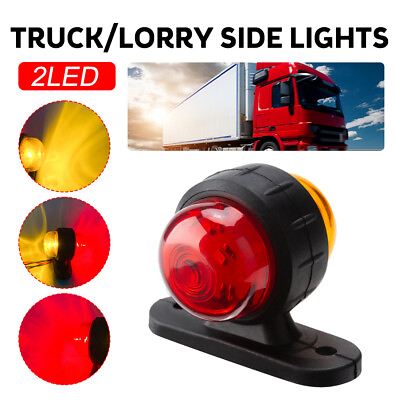 #ad 2PC Red Amber LED Double Face Marker Light Turn Signal Truck Trailer Fender Lamp $10.13