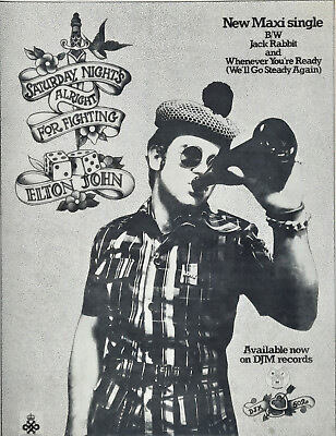 #ad 1973 ELTON JOHN Poster Press Ad Single quot;Saturday Night#x27;s...quot; $49.95