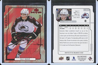 #ad 20 21 2020 21 Upper Deck MVP Colors and Contours #84 Cale Makar Avalanche 250 $12.95