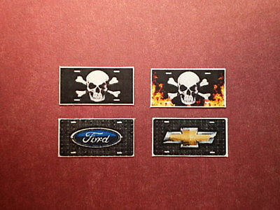 #ad 1 24 1 25 Model Car Truck Custom License Plate Decals Skull Ford Chevy $1.25