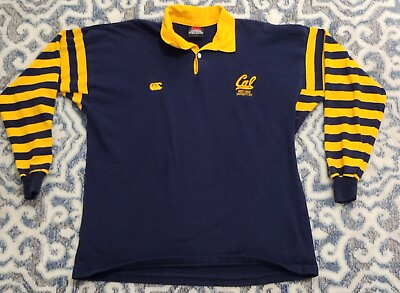 #ad Vintage Canterbury Of New Zealand Rugby Cal Varsity Polo Shirt Striped Size XXL $58.49