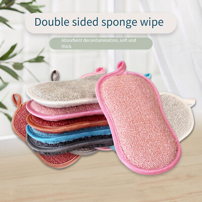 #ad Cleaning Tools Double Sided Sponge Wipe Dish Washing Sponge Scouring Simple × $6.51
