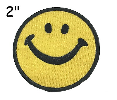 #ad LARGE Smiley Face Emoji Yellow Emoticon IRON ON Applique Embroidered Patch $4.50